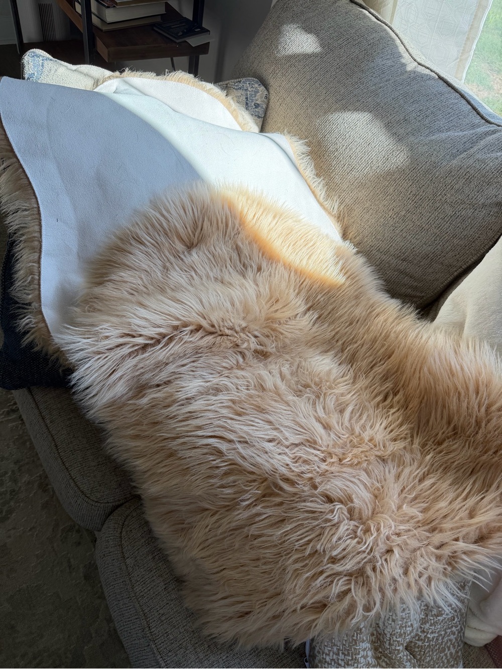 64”x23” Faux fur rug light tan. Like New. Dog friendly house - Picture 4 of 4